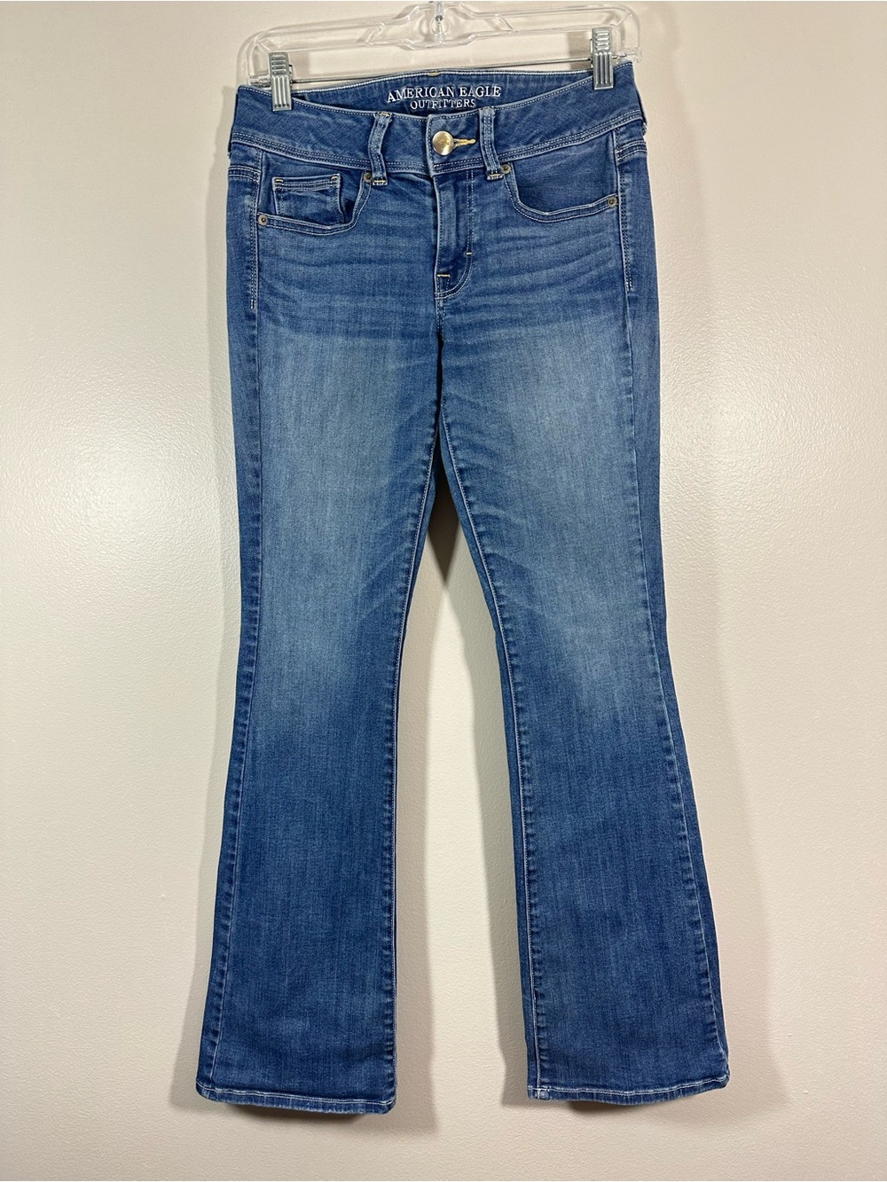 American Eagle kick Boot Womens Size 4 Low Rise Medium Wash Denim Blue Jean